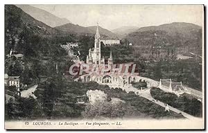 Carte Postale Ancienne Lourdes La Basilique vue Plongeante