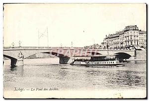 Carte Postale Ancienne Liege Le Pont des Arches Bateau Peniche