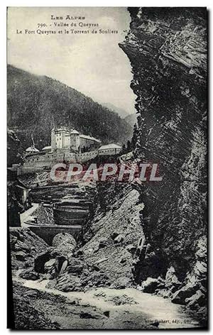 Carte Postale Ancienne Vallée du Queyras Le fort Queyras et le torrent de Souliers