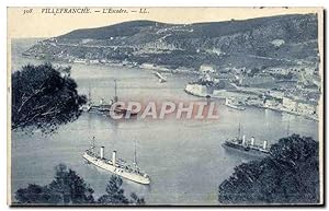 Carte Postale Ancienne Villefranche sur mer L'escadre Bateaux