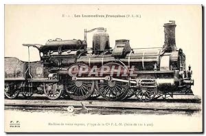 Carte Postale Ancienne Train Locomotive Machine de trains express