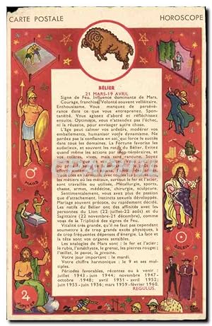 Carte Postale Ancienne Horoscope Belier