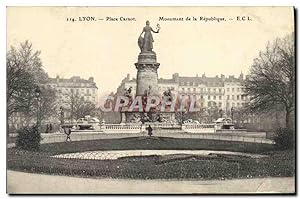 Carte Postale Ancienne Lyon Place Carnot Monument de la Republique