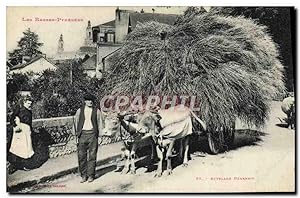 Carte Postale Ancienne Folklore Basses Pyrenees Attelage Bearnais Boeufs TOP