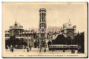 Carte Postale Ancienne Paris L'Eglise Saint Germain l'Auxerrois et le Mairie du 1er