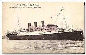 Carte Postale Ancienne Bateau SS Champollion Paquebot des Messageries Maritimes