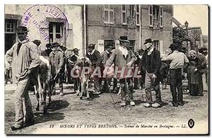 Carte Postale Ancienne Folklore Scenes de marche en Bretagne Vache