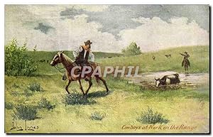 Carte Postale Ancienne Indiens Cowboys at work on the range