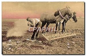 Carte Postale Ancienne Folklore Hersage Chevaux