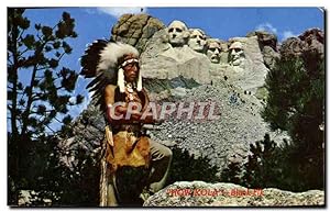 Carte Postale Moderne Far West Cow Boy Mt Rushmore and Black Elk a Siox warrior Indiens