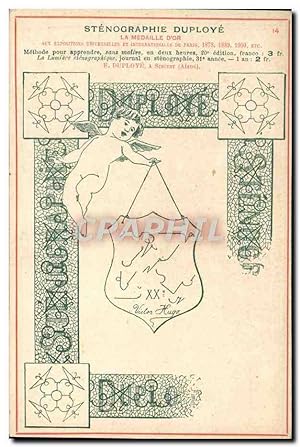 Carte Postale Ancienne Stenographie Duploye Ange TOP
