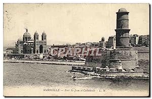 Carte Postale Ancienne Marseille Fort St Jean et cathédrale