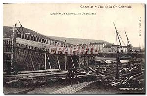 Carte Postale Ancienne Bateau Chantier de construction de bateaux
