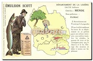 Carte Postale Ancienne Emulsion Scott Poisson département Lozere Mende Florac