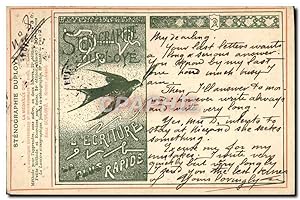 Carte Postale Ancienne Stenographie Duploye Oiseau TOP