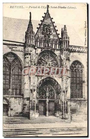 Carte Postale Ancienne Rethel Portail De I'Eglise Saint Nicolas