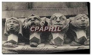 Carte Postale Ancienne Cathédrale de Reims Figures grotesques