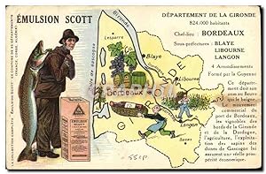 Carte Postale Ancienne Emulsion Scott Poisson département Gironde Bordeaux Blaye Libourne Langon