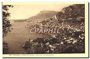 Carte Postale Ancienne Monaco et Monte Carlo vue Prise de Roquebrune