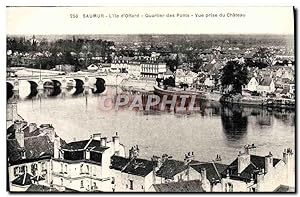 Carte Postale Ancienne Saumur L'île D'Offard Quartier Des Ponts vue Prise Du Château