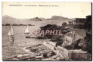 Carte Postale Ancienne Marseille La Corniche Maldorme et les îles