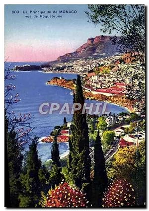 Carte Postale Ancienne La Principauté de Monaco vue De Roquebrune