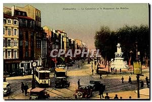 Carte Postale Ancienne Marseille La Canebiere Et Le Monument Des Mobîles Tramway