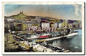 Carte Postale Ancienne Marseille Quai de Belges et Notre Dame Bateau
