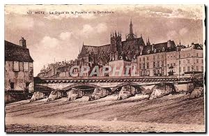 Carte Postale Ancienne Metz La Digue De La Puceîle Et La Cathédrale