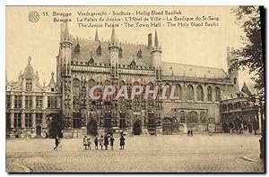 Carte Postale Ancienne Bruges Le palais de justice L'hôtel de ville la basilique du St Sang