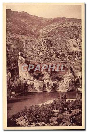 Carte Postale Ancienne Gorges Du Tarn Castelbouc le village et le vieux château