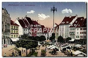 Carte Postale Ancienne Mulhausen Rathausplatz