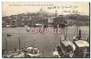Carte Postale Ancienne Marseille Le Vieux Port et Notre Dame de la Garde Bateaux