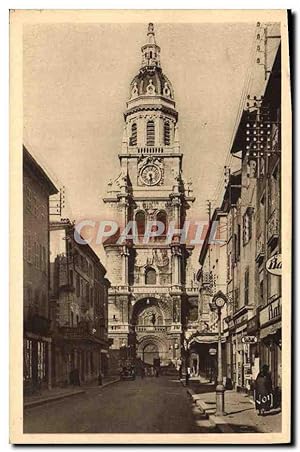 Carte Postale Ancienne Bourg En Bresse Rue et Eglise Notre Dame