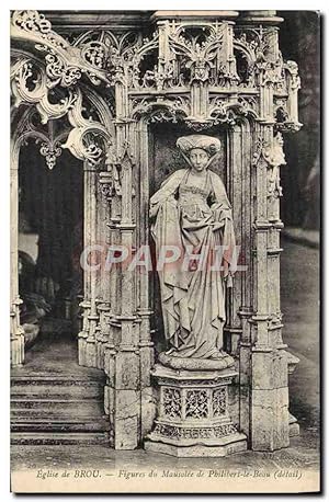 Carte Postale Ancienne Bourg Eglise de Brou Figures du Mausolee de Philibert le Beau