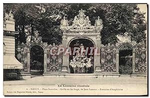 Carte Postale Ancienne Nancy Place Stanislas Grille En Fer Forge de Jean Lamour Fontaine d'Amphit...
