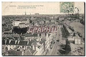 Carte Postale Ancienne Nantes vue Panoramique Du Quai De La Fosse et de la ville Cote Nord Est