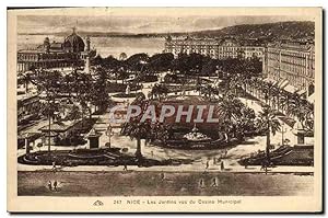 Carte Postale Ancienne Nice Les Jardins Vus du Casino Municipal