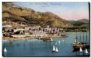 Carte Postale Ancienne Monte Carlo vue générale Bateau