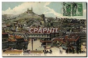 Carte Postale Ancienne Marseille Panorama Vu A Vol D'Oiseau