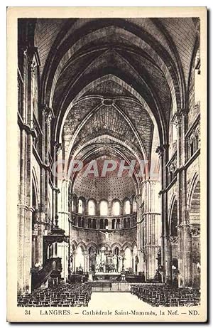 Carte Postale Ancienne Langres Cathédrale Saint Mammes La Nef