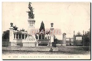 Carte Postale Ancienne Lyon L'Entrée Du Parc De La Tete D'Or Et Le Monument des legionnaires du R...