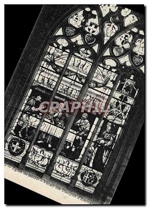 Carte Postale Ancienne Eglise de Brou Vitrail des Disciples d'Emmaus
