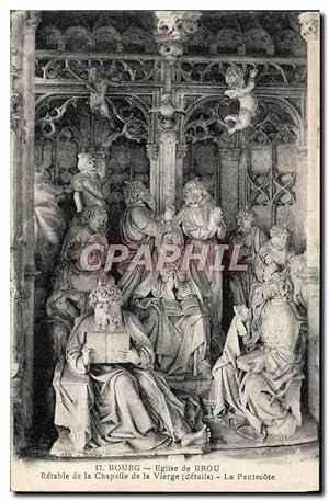 Carte Postale Ancienne Bourg Eglise de Brou Retable de la Chapelle de la Vierge La pentecote