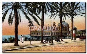 Carte Postale Ancienne Nice Palais de la jetée entre les palmiers