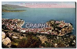 Carte Postale Ancienne Monaco La Principauté vue A Vol D'Oiseau