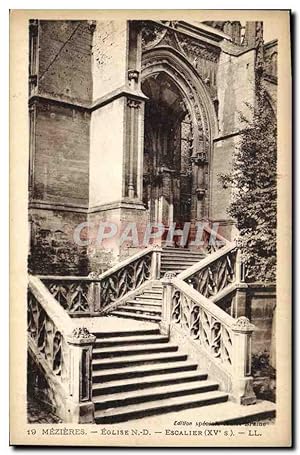 Carte Postale Ancienne Mezieres Eglise Escalier