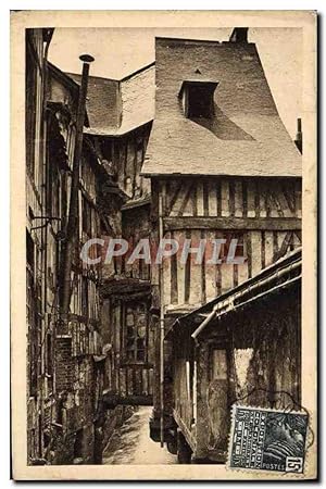 Carte Postale Ancienne De Rouen au Havre Caudebec en Caux Vieilles maisons Rue de la boucherie