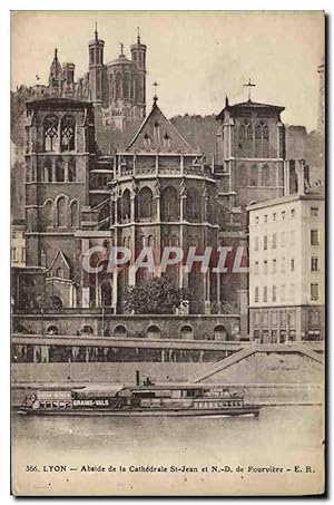 Carte Postale Ancienne Lyon Abside De La Cathédrale St Jean Et ND de Fourviere Bateau