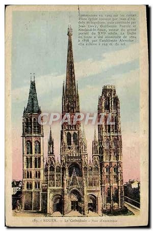 Carte Postale Ancienne Rouen La Cathédrale vue D'Ensemble